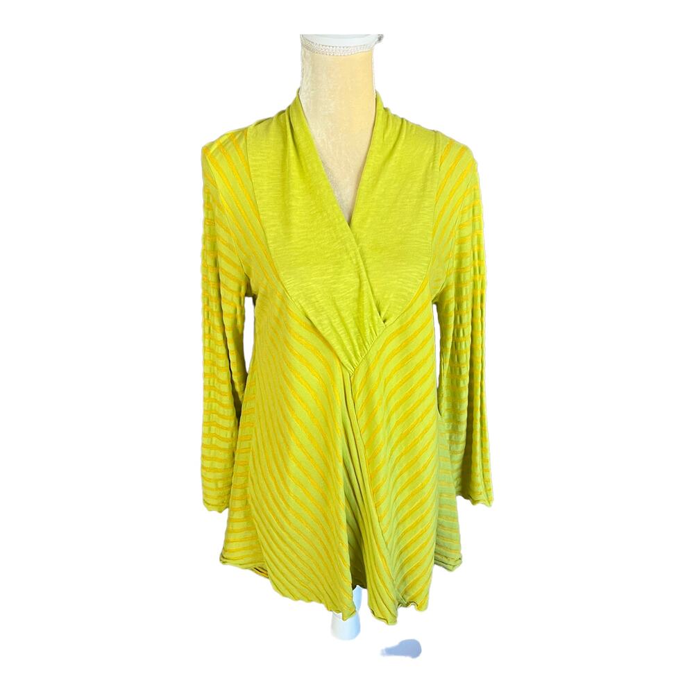 Fenini Womens Chartruese Tunic Top Blouse Size Small